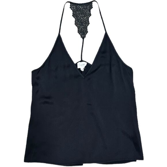 Cami NYC Emily Silk Lace Back Camisole in Black - Picture 1 of 5